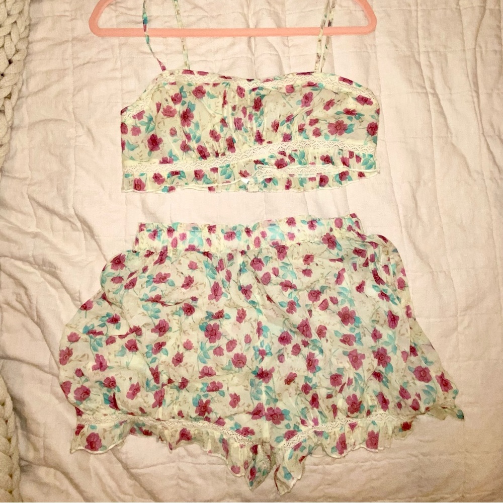 Free people Underwear Set “slow down set”Semi-sheer. Top and bottom. S